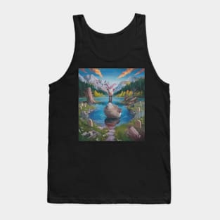 watercolor zombie goose in lake with horns Tank Top